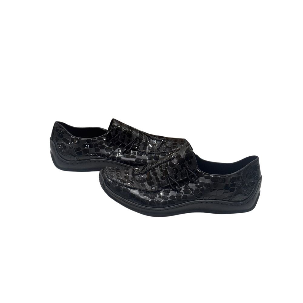 Rieker Antistress Black Patent Croc Embossed Slip-On Loafers size 10.5